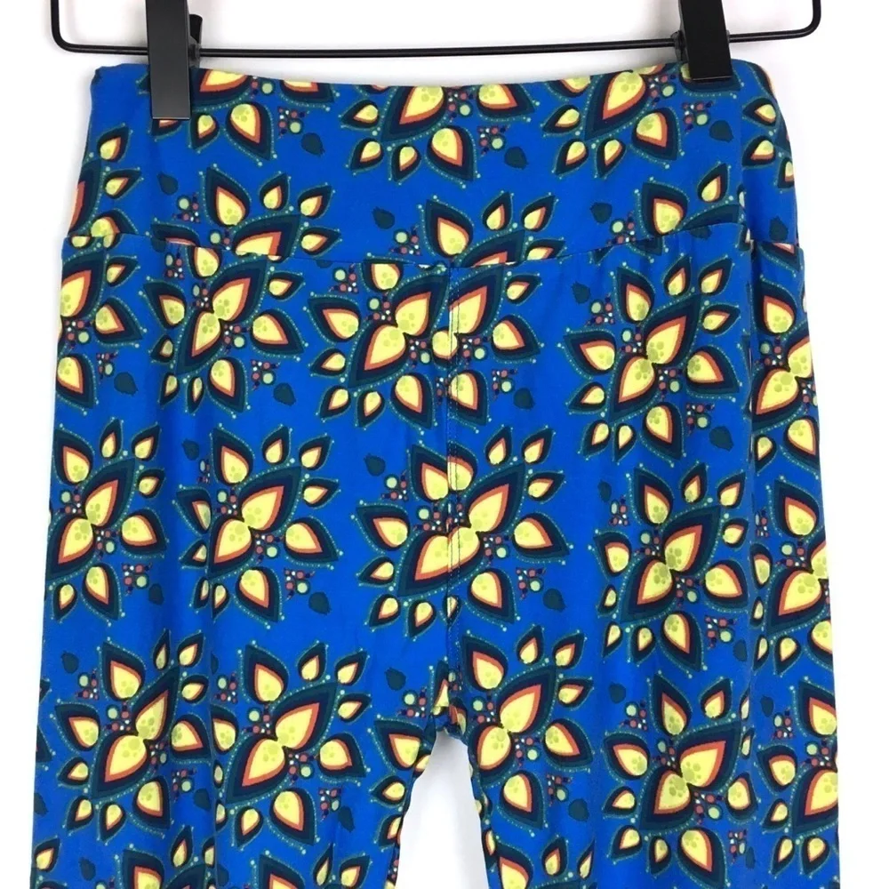 LULAROE Leggings OS One Size Aztec Southwestern Floral Flame Blue Yellow Black
